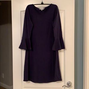 Navy Bell-Sleeve Dress